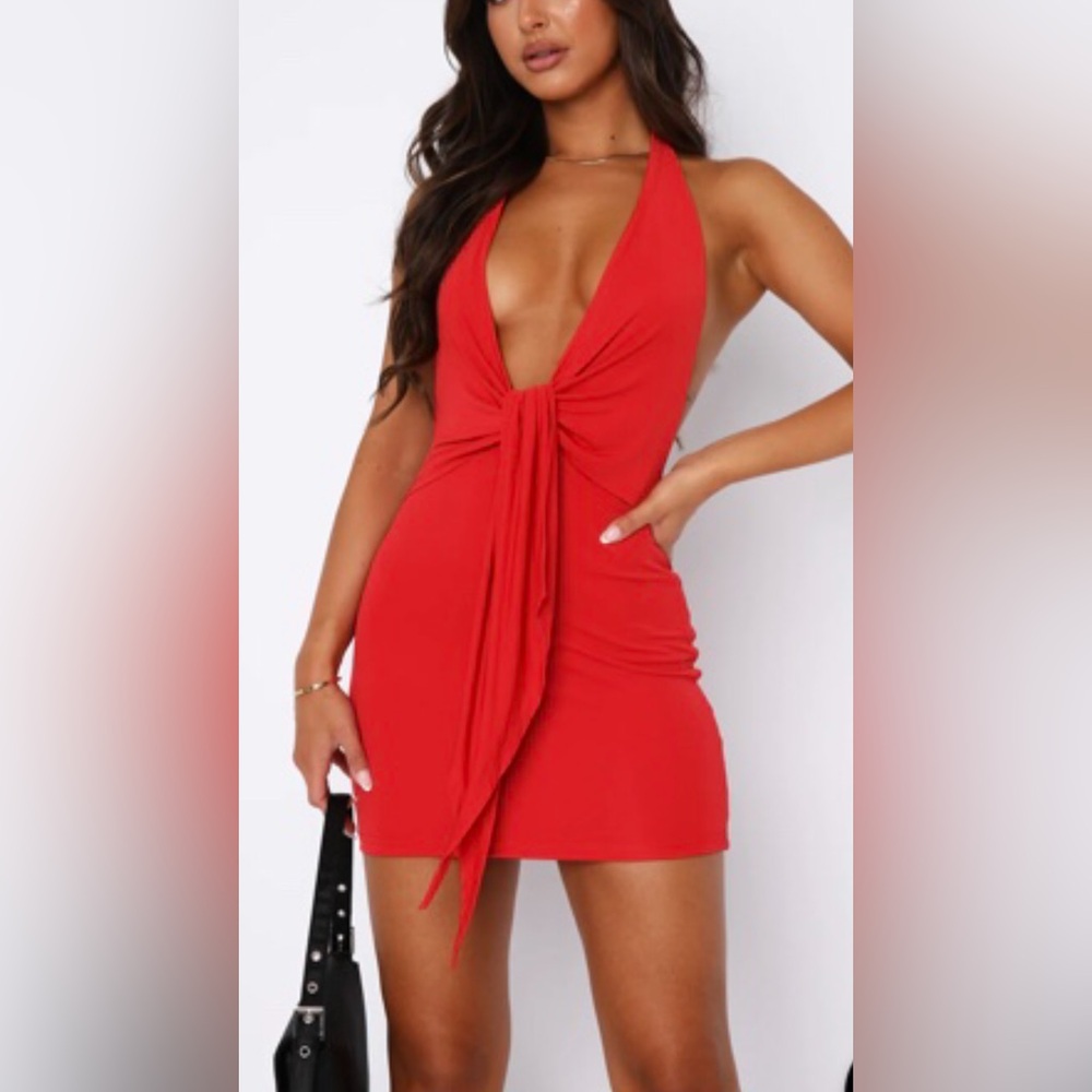White fox red dress